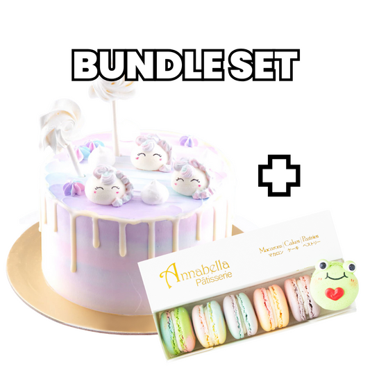 Bundle Set | Unicorn Cake Upsize + 6pcs M1 Macarons | $75.80 Nett