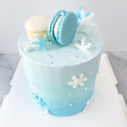Customized Cake-Snowflakes Cake with Macaron