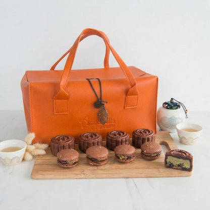 Happy Mid Autumn | Orange bag Kunafa Snowskin Truffle Mooncakes 4+4pcs set | $58.80 (U.P. $158.00)