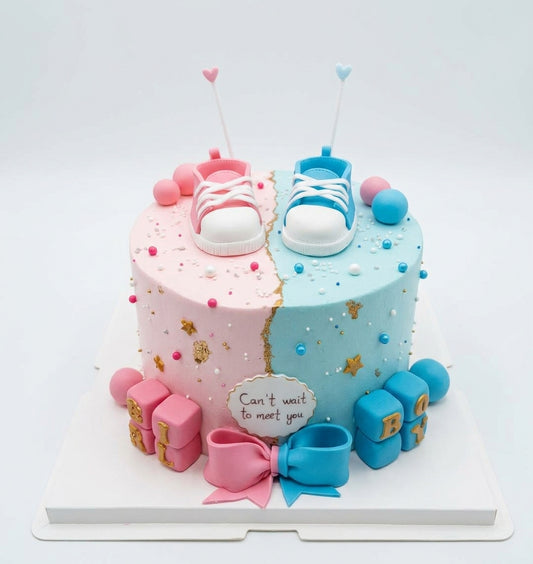 Customized Cake - Pastel Pink & Blue Gold-Seam Celebration Cake