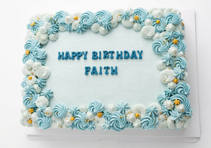 Customized Cake l Celestial Blue & Gold Floral Cake