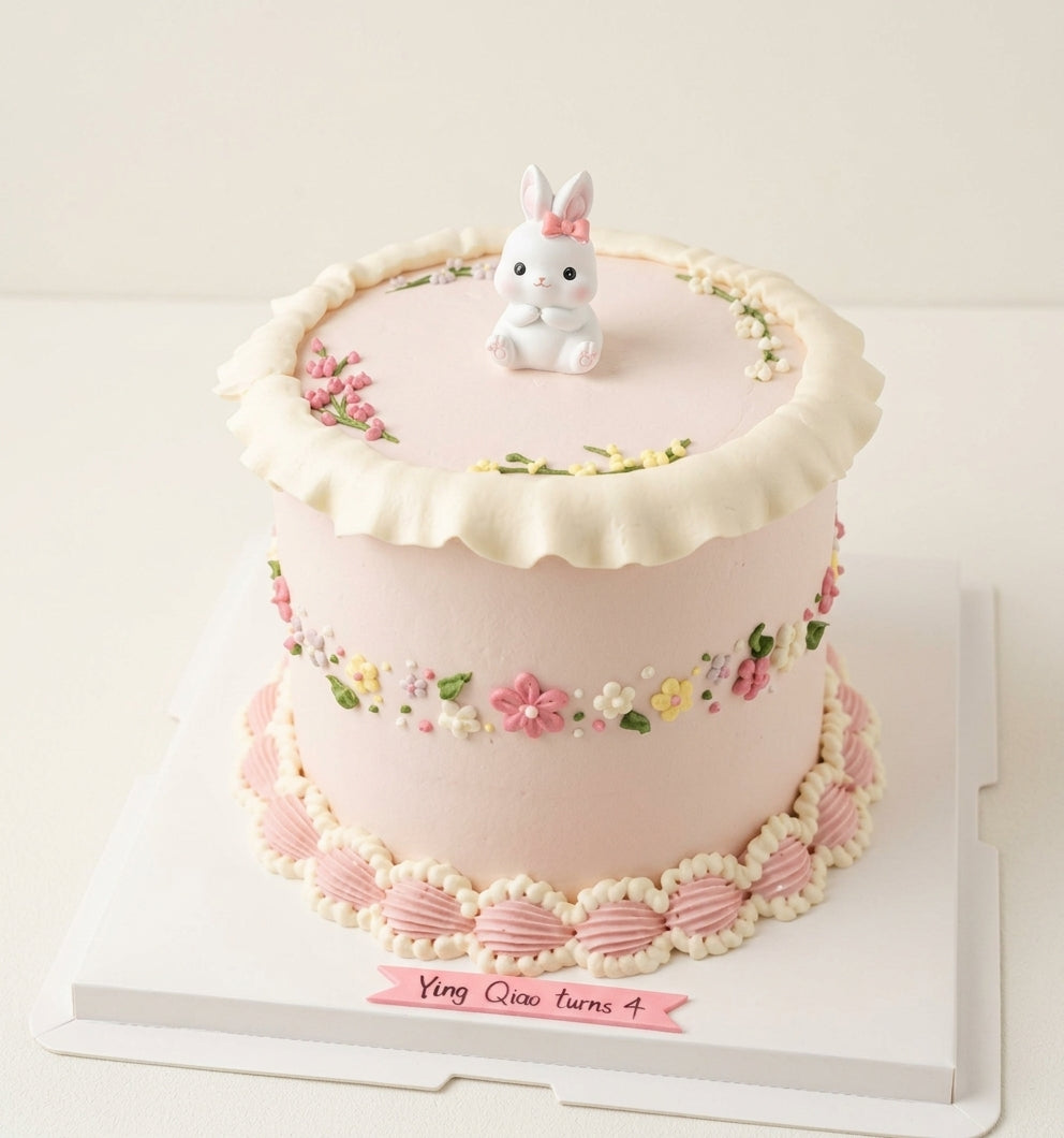 Customized Cake - Little Bunny Floral Cake