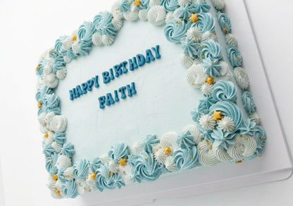 Customized Cake l Celestial Blue & Gold Floral Cake