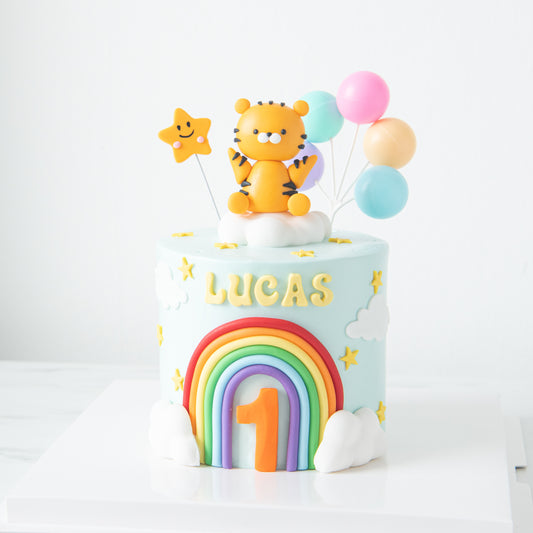 Customized Cake - Little Tiger and Rainbows Cake