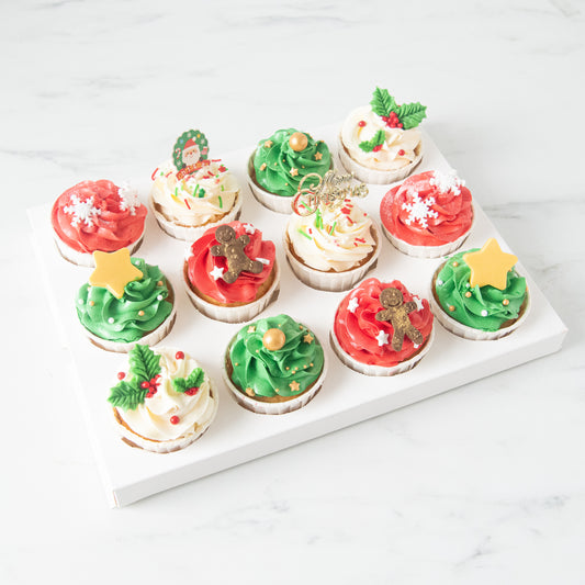 Ho ho ho! | Merry Christmas | A Vibrant Christmas 12pcs Cupcake in Gift Box | $68.80 Nett