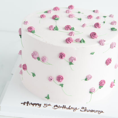 Customized Cake - Korean Piped Rose Floral Cake