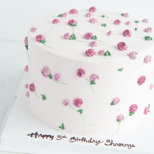 Customized Cake - Korean Piped Rose Floral Cake