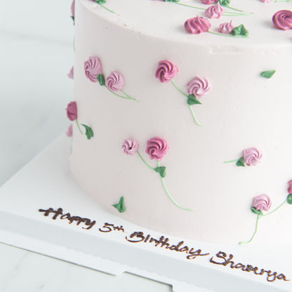 Customized Cake - Korean Piped Rose Floral Cake