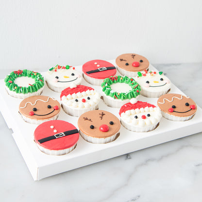 Ho Ho Ho! Merry Christmas | 12pc Santa & Friends Cupcakes | $78.80 Nett