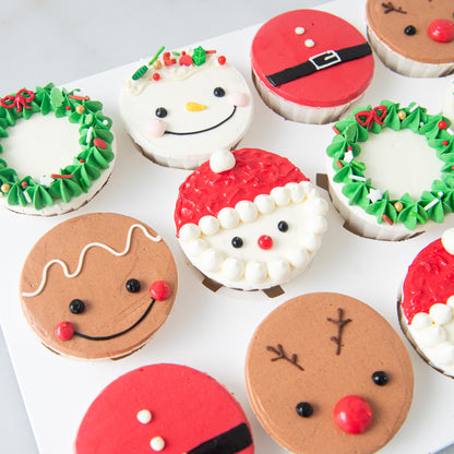 Ho Ho Ho! Merry Christmas | 12pc Santa & Friends Cupcakes | $78.80 Nett