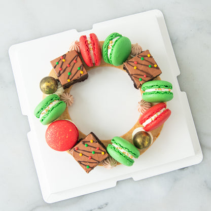 Ho ho ho! Merry Christmas | Macarons & Brownies Fesitve Wreath | $58.80 Nett