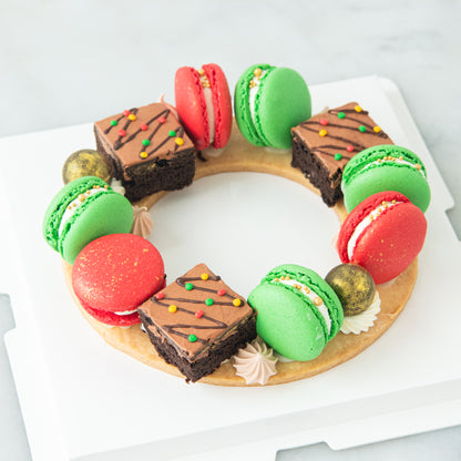 Ho ho ho! Merry Christmas | Macarons & Brownies Fesitve Wreath | $58.80 Nett