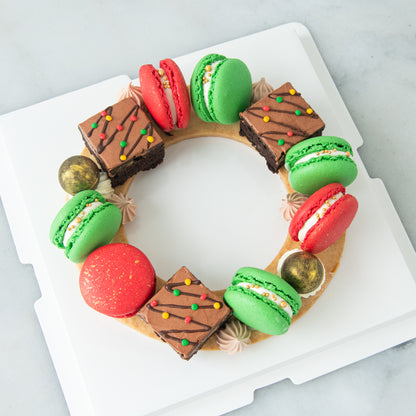 Ho ho ho! Merry Christmas | Macarons & Brownies Fesitve Wreath | $58.80 Nett