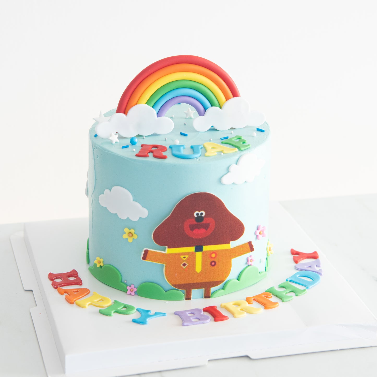 Customized Cake - Rainbow and Clouds Cake