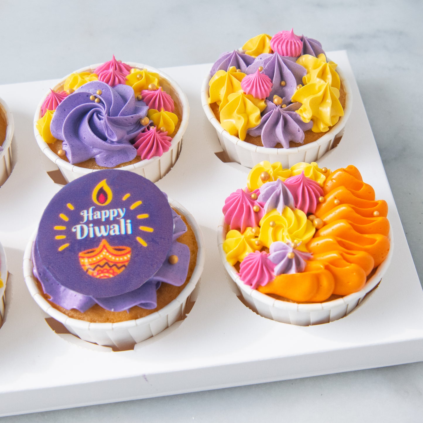Happy Deepavali | 6pcs Diwali Frosted Cupcake In Gift Box | $35.80 Nett