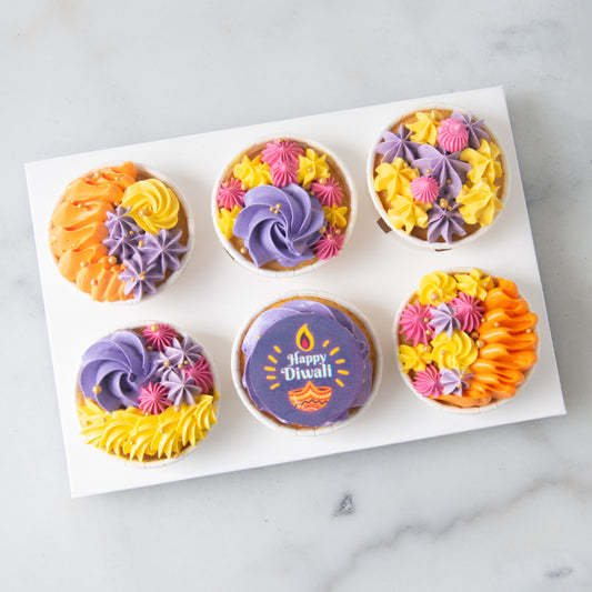 Happy Deepavali | 6pcs Diwali Frosted Cupcake In Gift Box | $35.80 Nett
