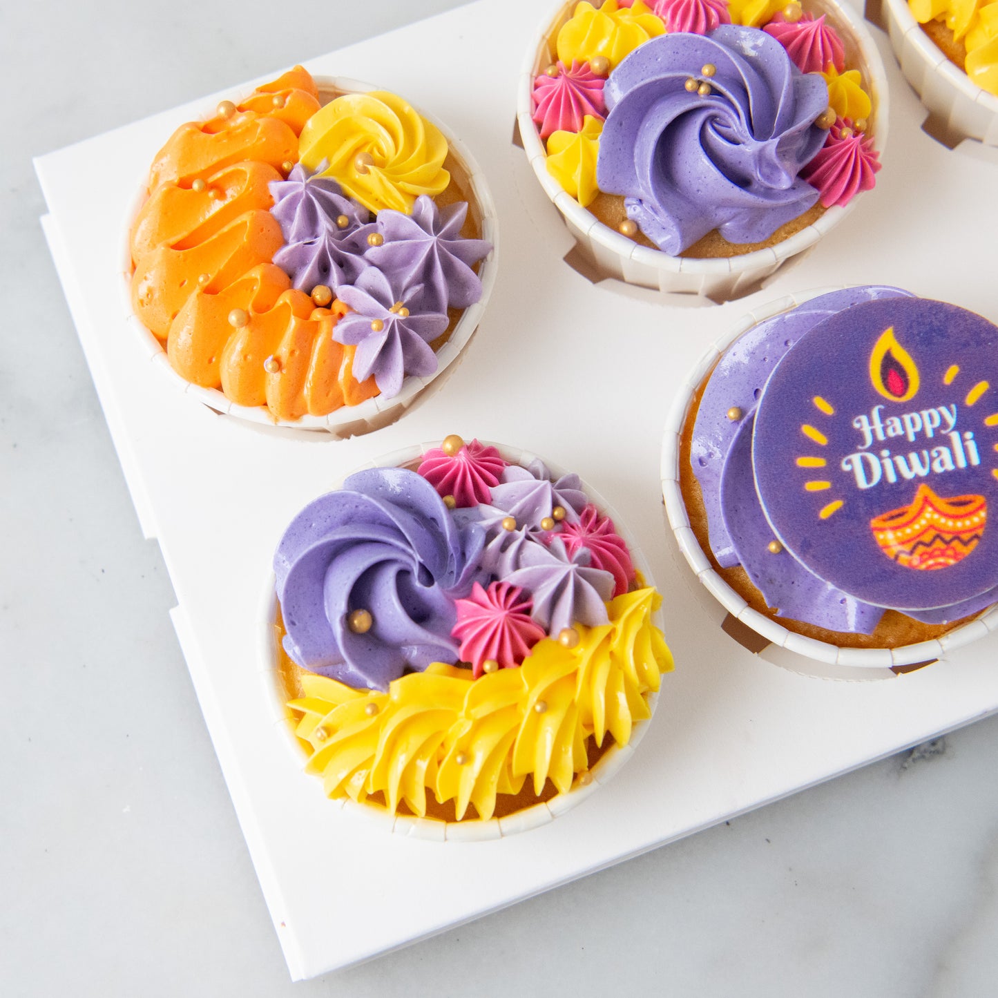 Happy Deepavali | 6pcs Diwali Frosted Cupcake In Gift Box | $35.80 Nett