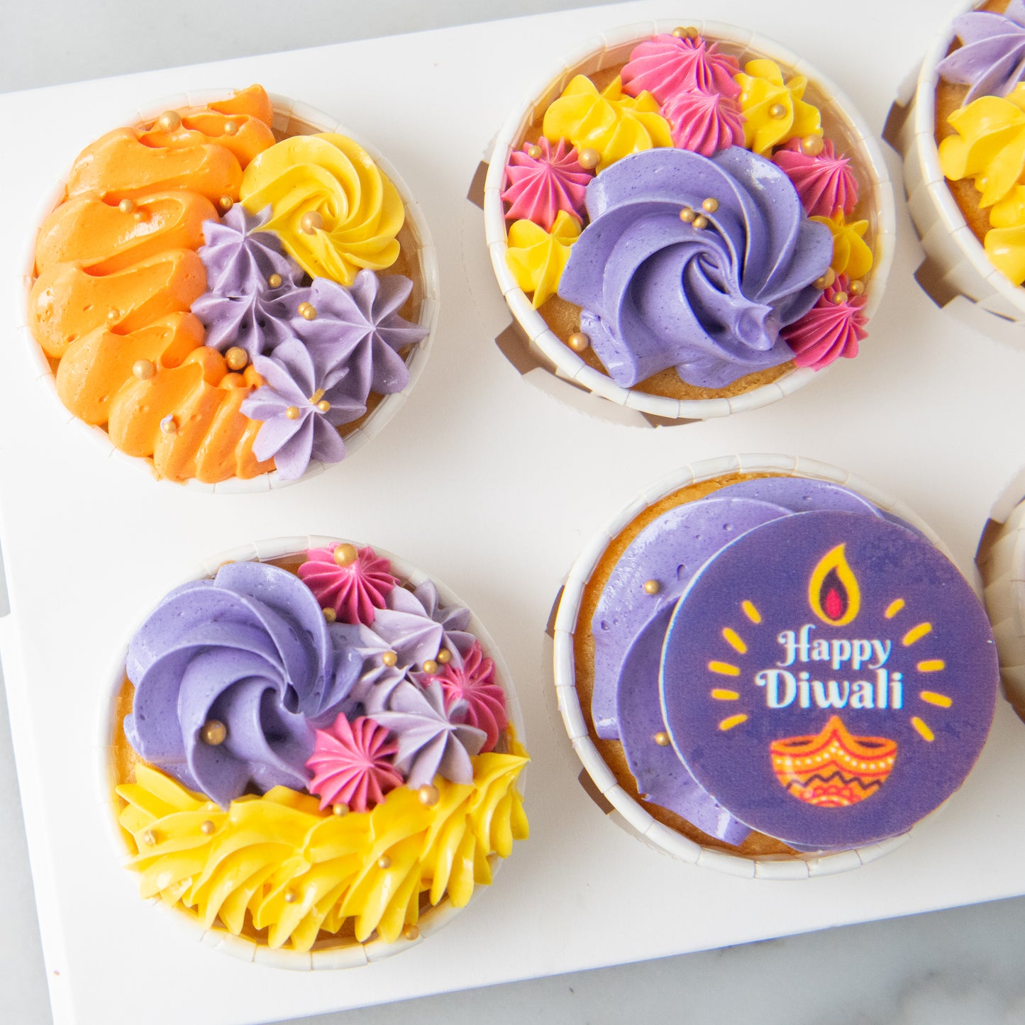 Happy Deepavali | 6pcs Diwali Frosted Cupcake In Gift Box | $35.80 Nett