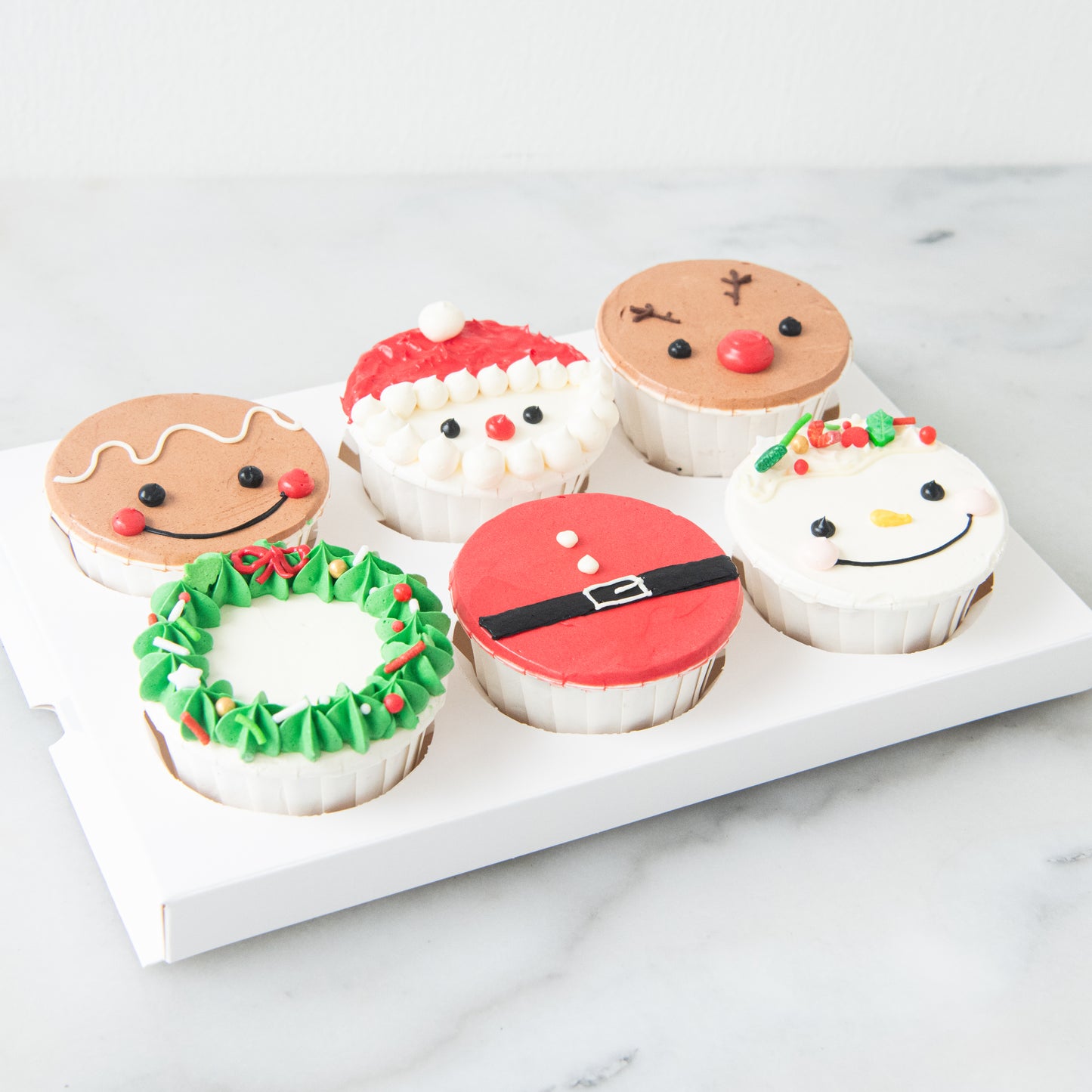 Ho Ho Ho! Merry Christmas | 6pcs Santa & Friends Cupcakes | $45.80 Nett