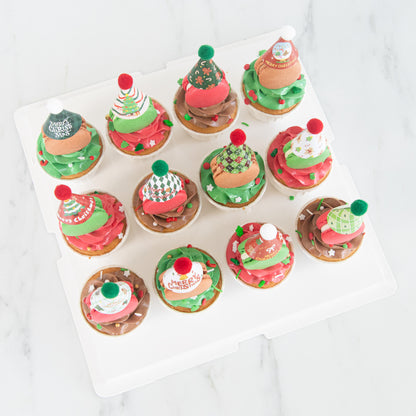 Ho Ho Ho! Merry Christmas | Santa's 12pcs Macaron cupcakes with party hat | $68.80 Nett