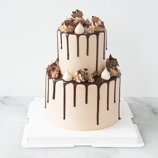 2-Tiers Chocolate Truffles Cake with 9pcs Macaron (Customised Pre order 3 days in advance)