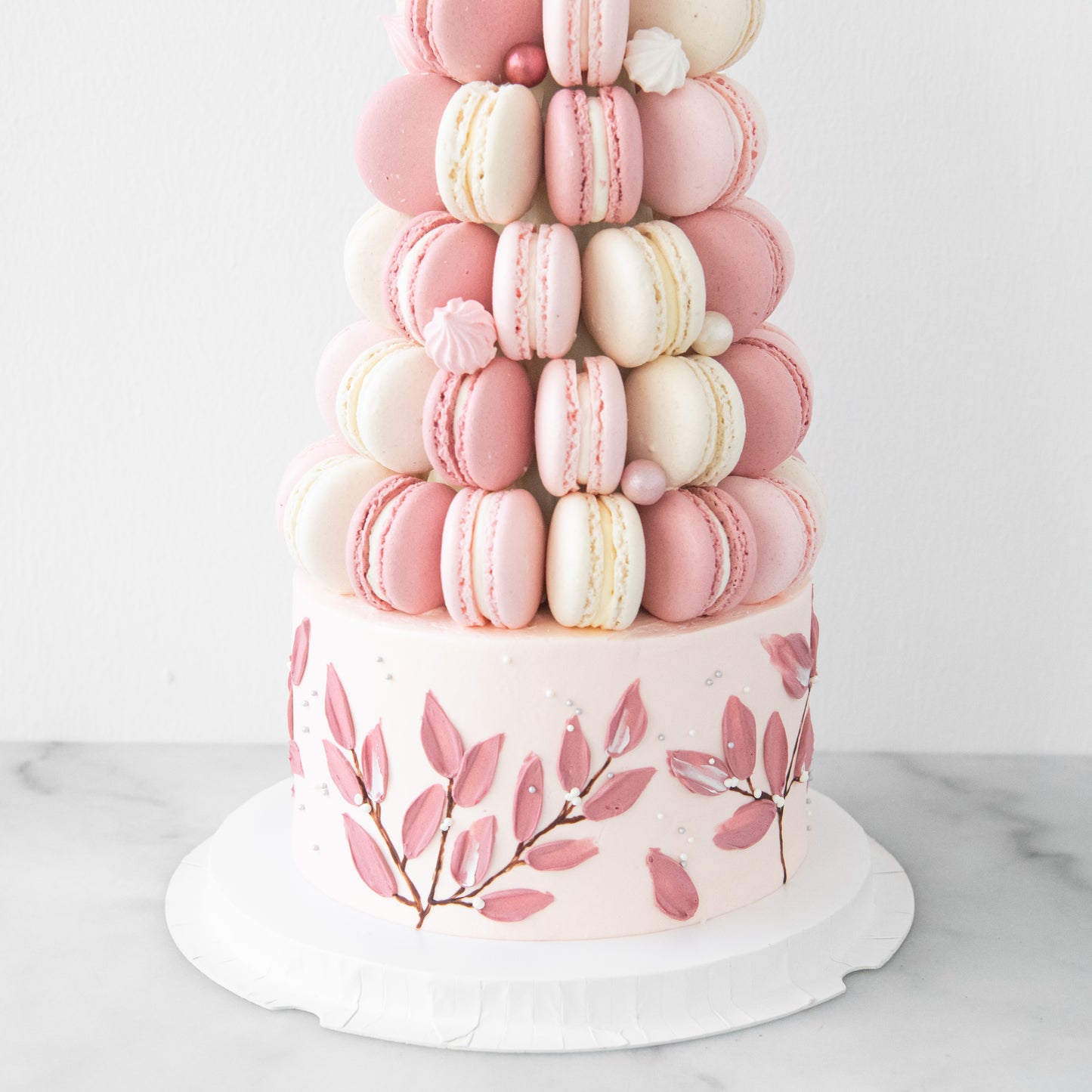 New! | Pink Ombre Macaron Tower Cake In Gift Box | $258 Nett