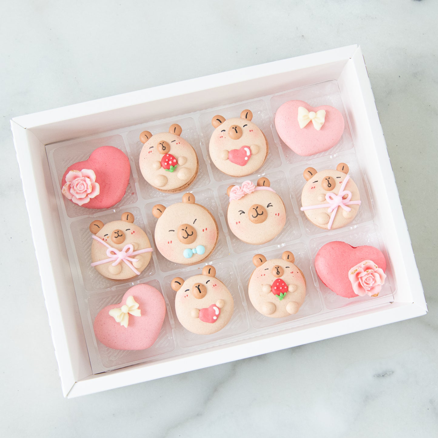 Happy Valentine's Day! | Bundle Gift : Eternal Rose Bouquet 3'' Mini Cake + 12pc Lovely Capybara Macaron | $98.80 Nett