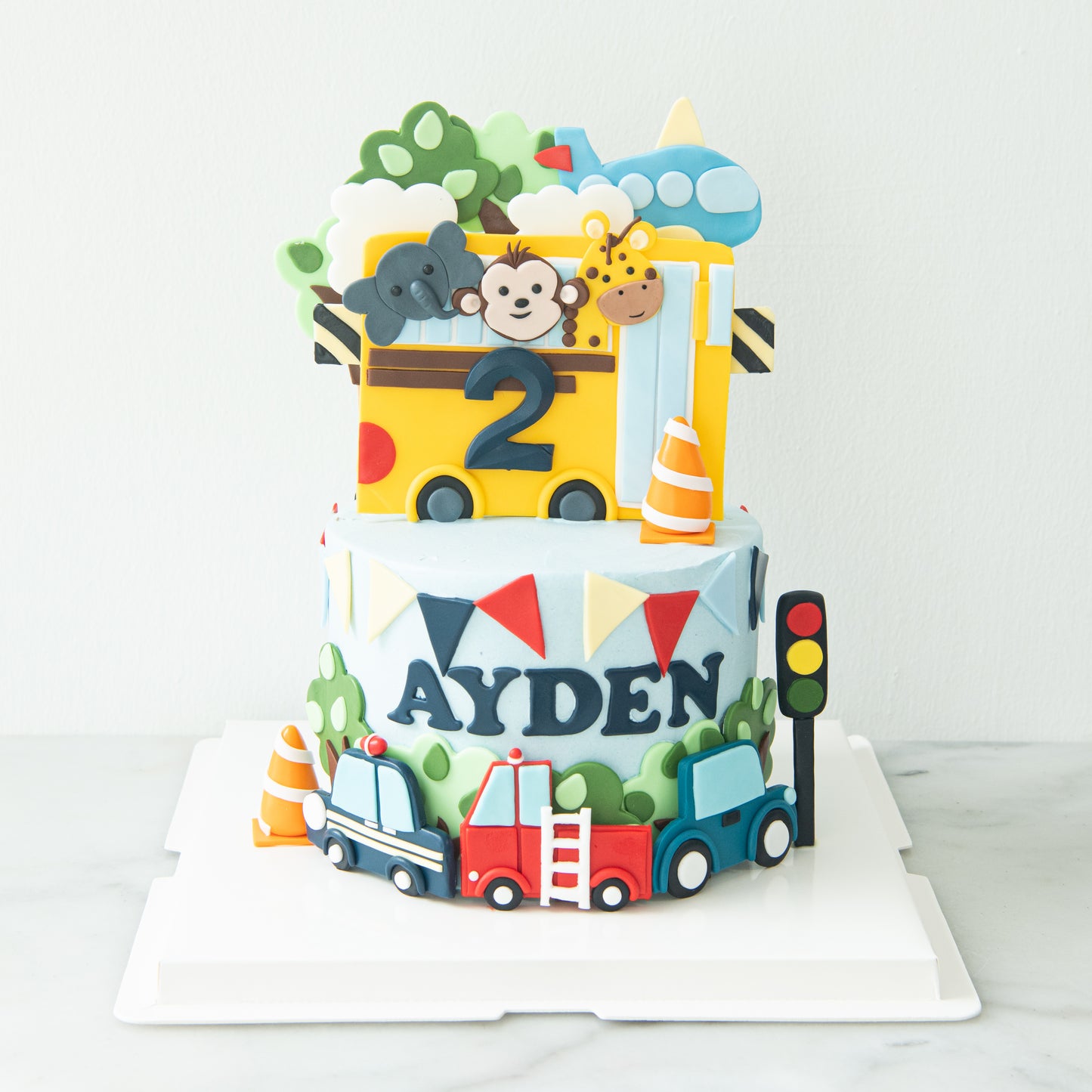 Customized Cake- Safari Animal with Cars Cake