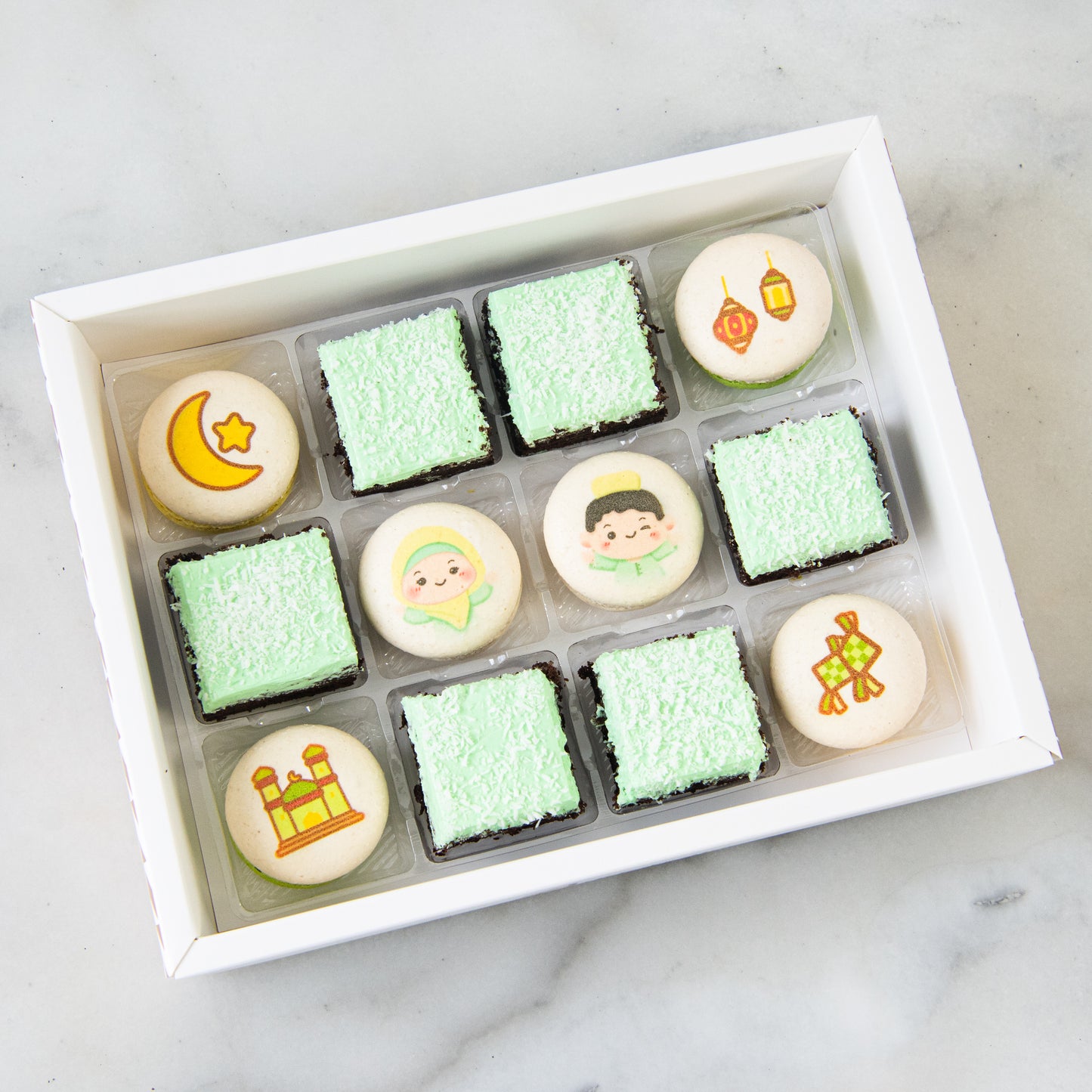 Happy Eid Mubarak! | Raya Indulgence Macaron & Brownie Set In Gift Box | $35.80 Nett