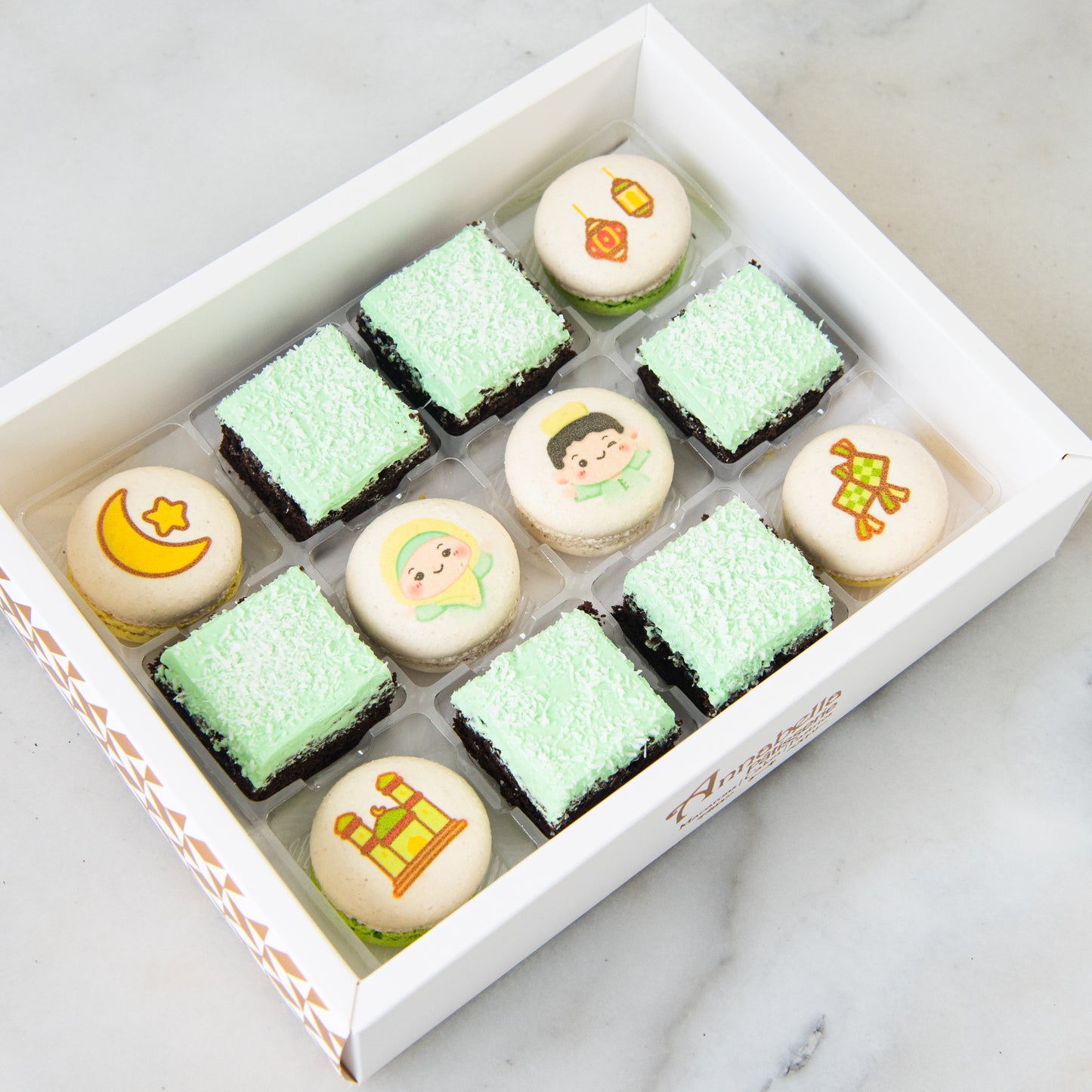 Happy Eid Mubarak! | Raya Indulgence Macaron & Brownie Set In Gift Box | $35.80 Nett