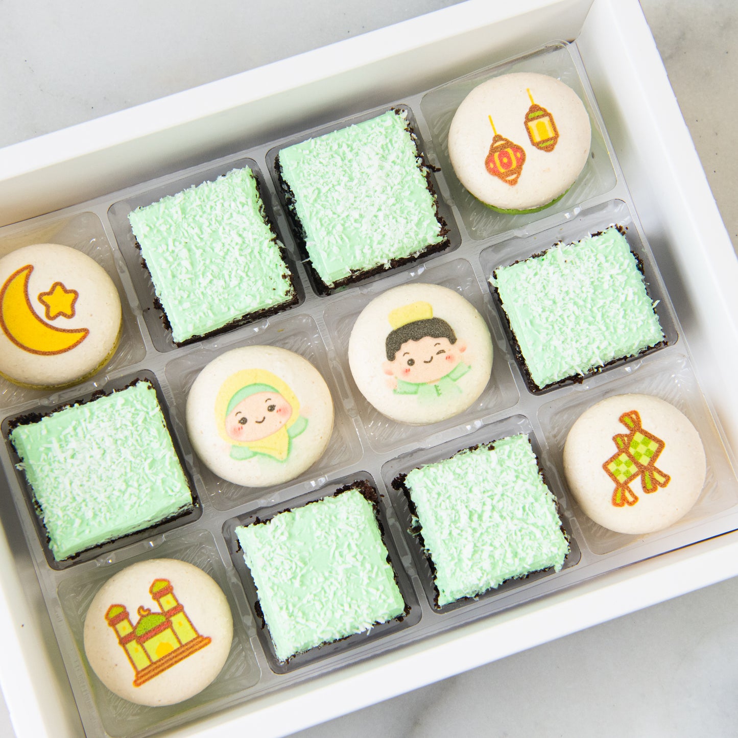 Happy Eid Mubarak! | Raya Indulgence Macaron & Brownie Set In Gift Box | $35.80 Nett