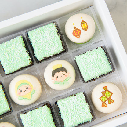 Happy Eid Mubarak! | Raya Indulgence Macaron & Brownie Set In Gift Box | $35.80 Nett