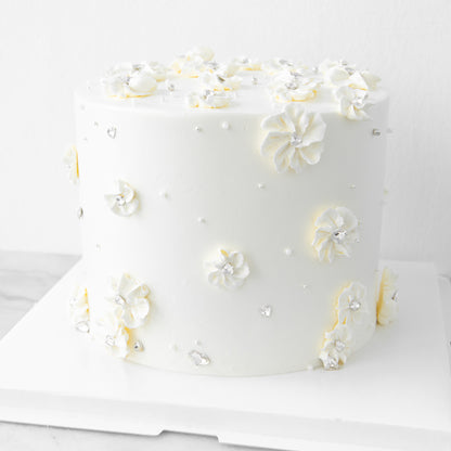 Customized Cake -White Theme Floral Cake