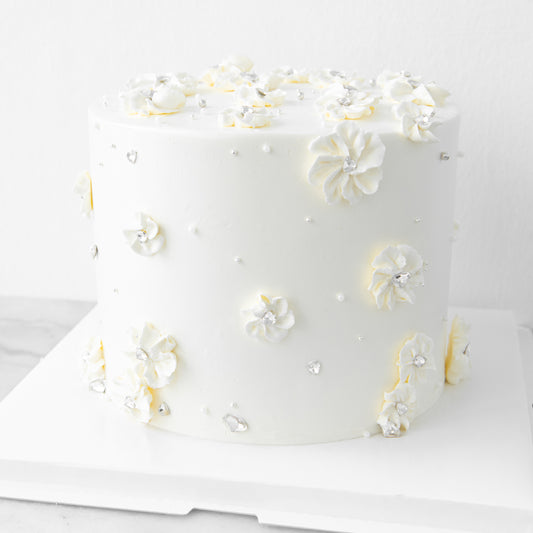 Customized Cake -White Theme Floral Cake