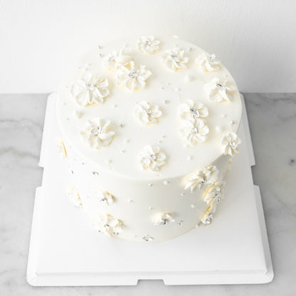 Customized Cake -White Theme Floral Cake