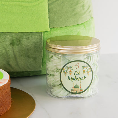 Happy Eid Mubarak! | Royal Raya Bundle Set | NOM Ketupat Cushion + Eid Mubarak Pandan cake + Meringue  | $79.80 Nett