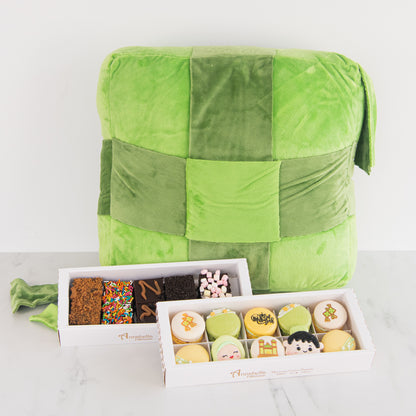 Happy Eid Mubarak! | Kampung Raya Bundle Set | NOM Ketupat Cushion + Raya Delight 10in1 Macaron + 10in1 Brownie  | $87.80 Nett