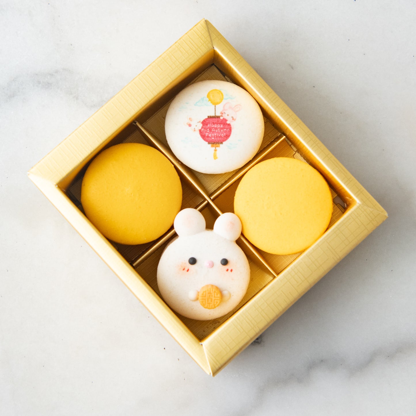 Happy Mid Autumn Festival | 4 pcs macarons in a Gift Box | $12.80 Nett