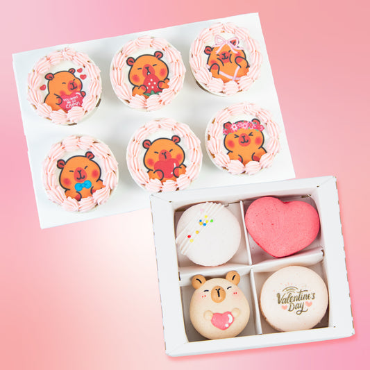 Happy Valentine's Day! | Bundle Gift : Capy-Love 6pcs Cupcakes In Gift Box +Capy's Valentine 4in1 Macaron | $45.80 Nett