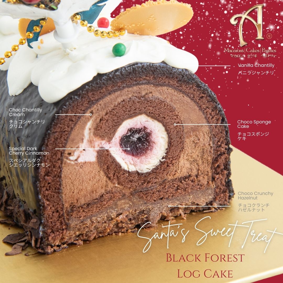 Ho ho ho! Merry Christmas | Santa's Sweet Treat - Black Forest Log Cake 1kg | $68.80 Nett