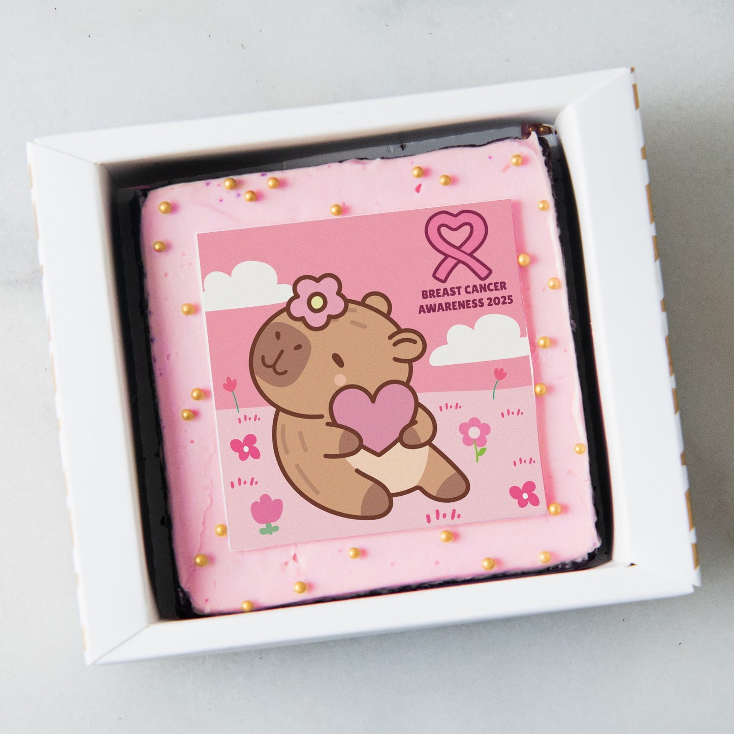 Breast Cancer Capybara Petite Brownie 8x8 |30% of the proceeds from each box goes to the Breast Cancer Foundation| $10.80 Nett