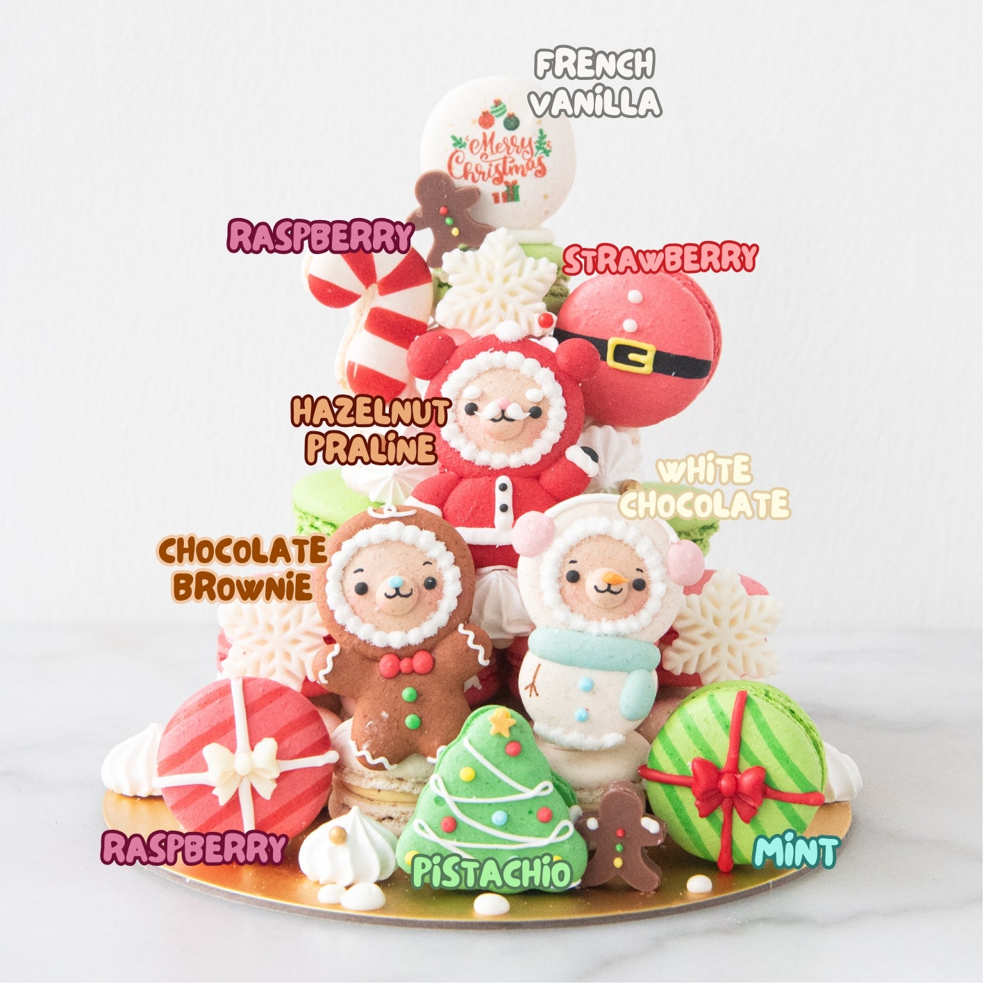 Ho ho ho! Merry Christmas | White Christmas with Friends Macaron Tower | $168 Nett