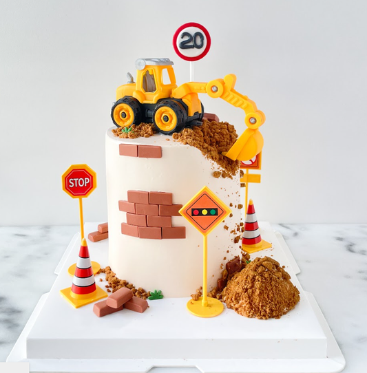 Customized Cake - ''Work in Progress'' Construction Excavator Cake