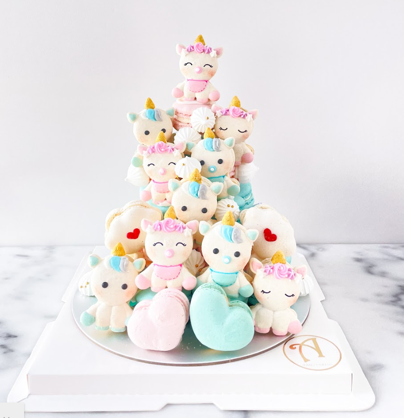 Unicorn Macaron Tower Gender Reveal | 43pcs Macarons Total in a Tower | $168 Only!