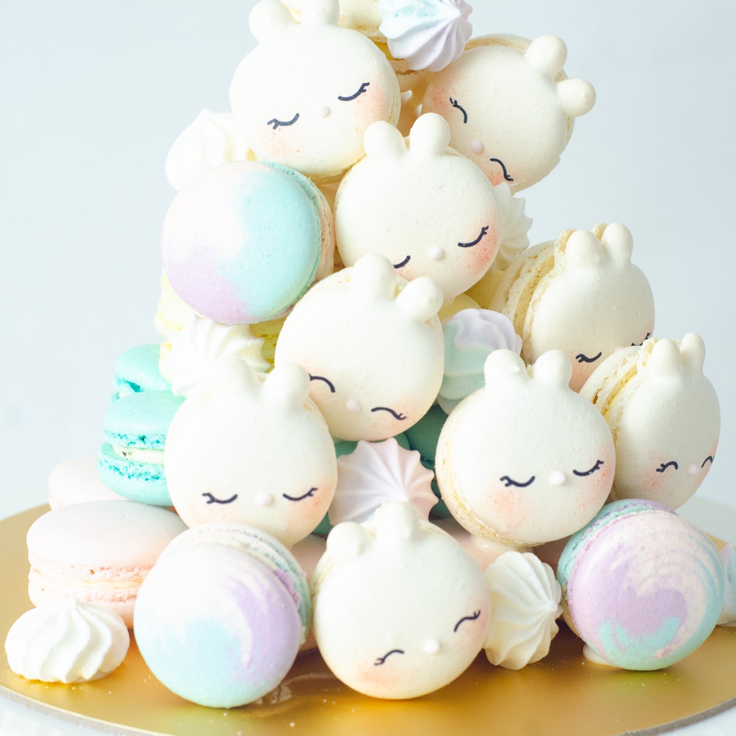 Bunny Macaron Tower |  43pcs Macarons Total in a Tower | $138 Only!
