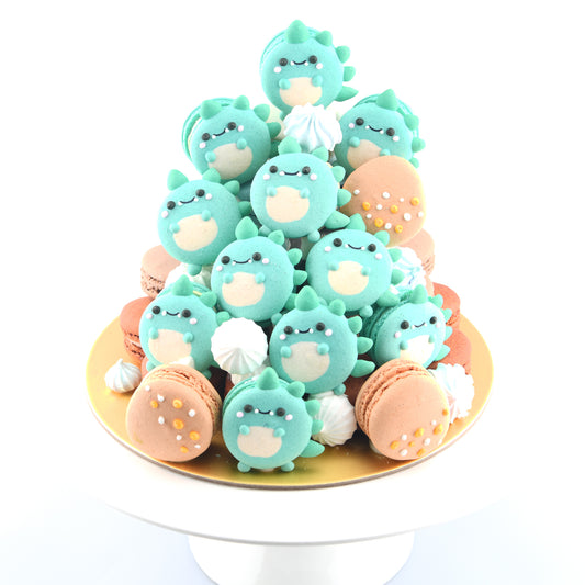 Dinosaur Macaron Tower |  43pcs Macarons Total in a Tower | $138 Only