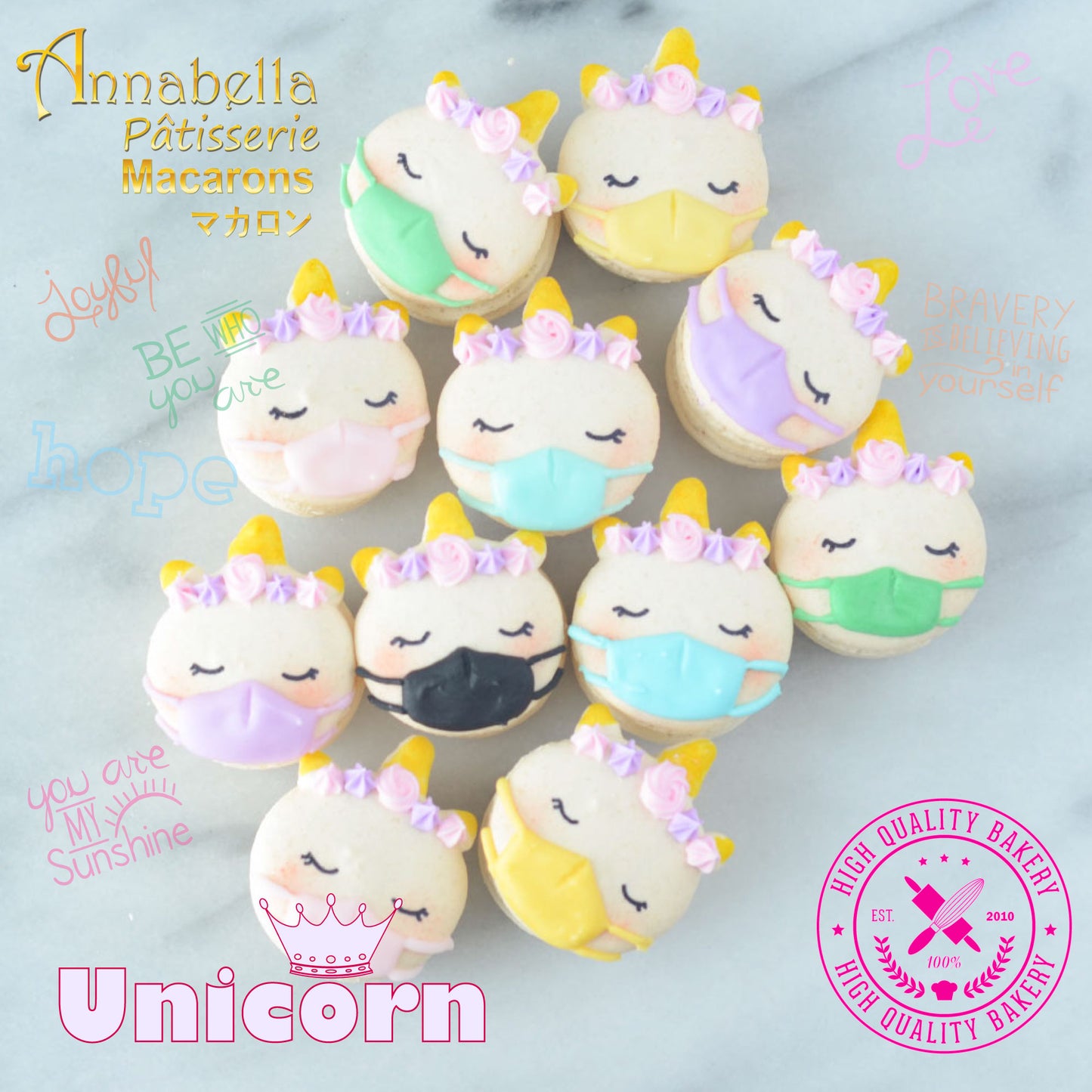 Unicorn Macaron Tower |  43pcs Macarons Total in a Tower | $138 Only