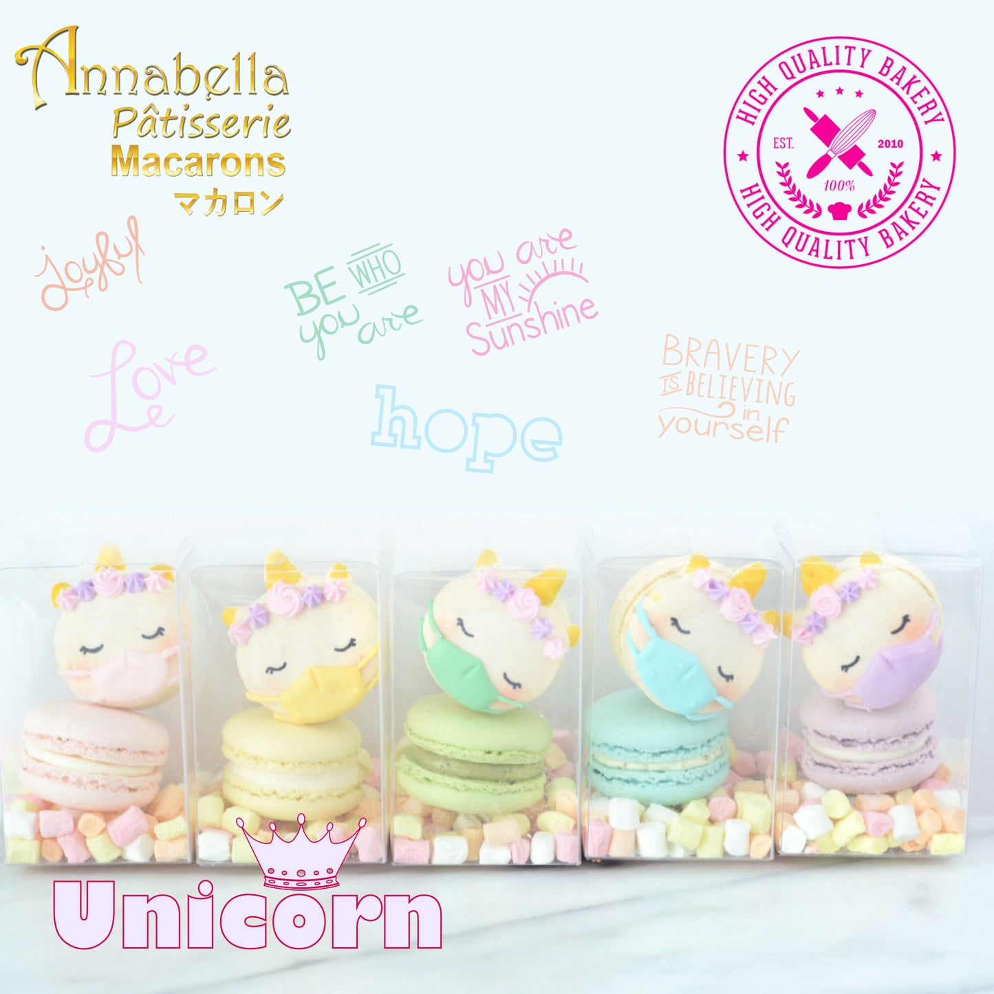 Unicorn Macaron Tower |  43pcs Macarons Total in a Tower | $138 Only