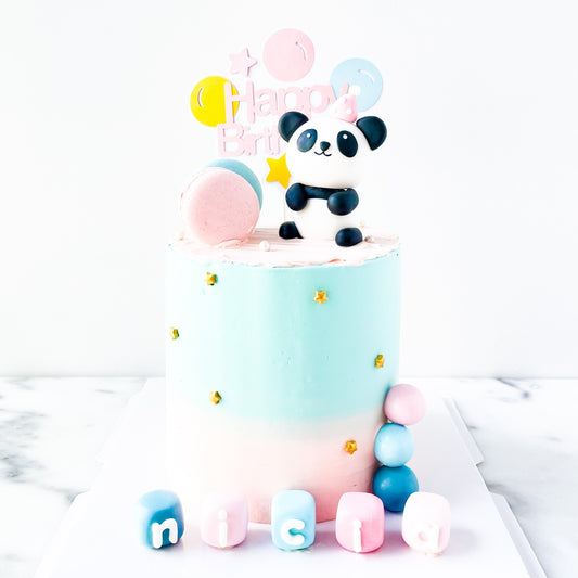 Customized Cake-Panda Cake with macaron